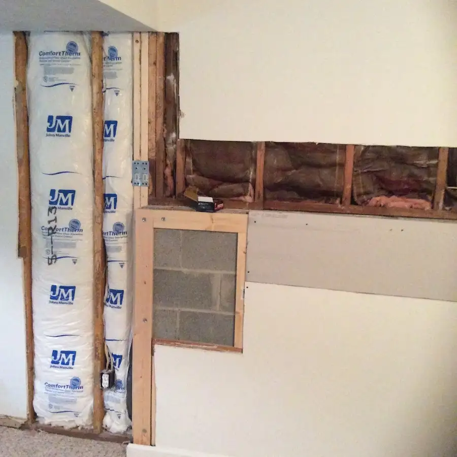 Wall insulation replacement during Basement Flood Cleanup in Woodland